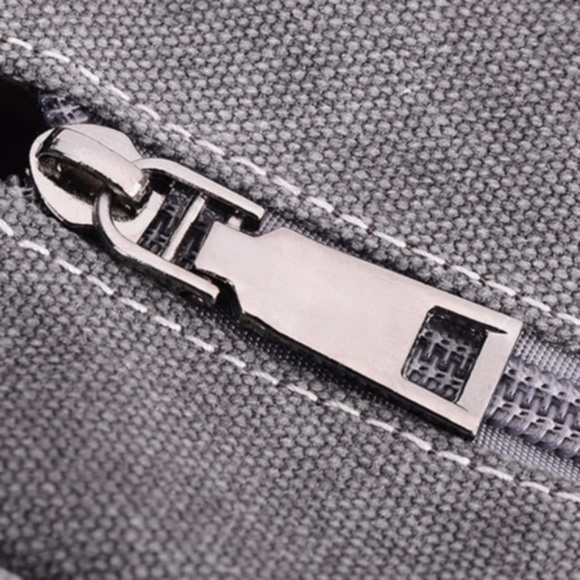 Charcoal Zipper Canvas Minimalist Tote Bag - Picture 3 of 8